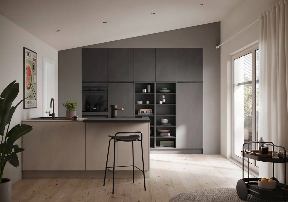 Przestronna kuchnia w odcieniach szarości